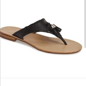 Black Tassel Jack Rogers Alana Leather Sandal